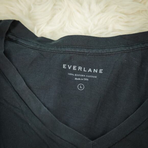 Everlane Size Large L Grey Gray V Neck Long Sleeve 100% Supima Cotton Knit Top - Picture 3 of 5